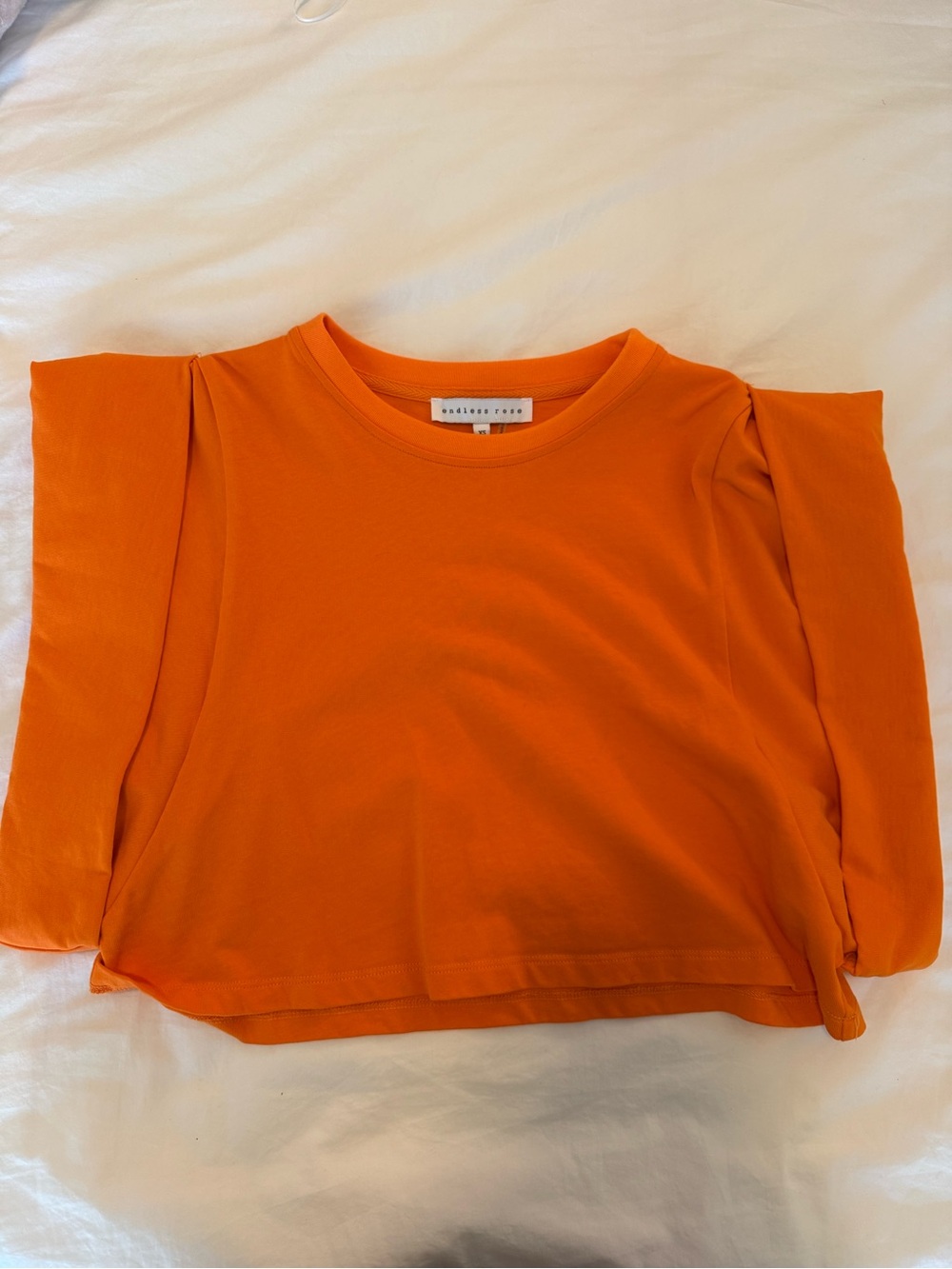 Bright Orange Puff-Sleeve Crop Top